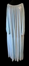 1960s EVE STILLMAN Light Blue EVE STILLMAN Nightgown With White Emb Flowers M-L