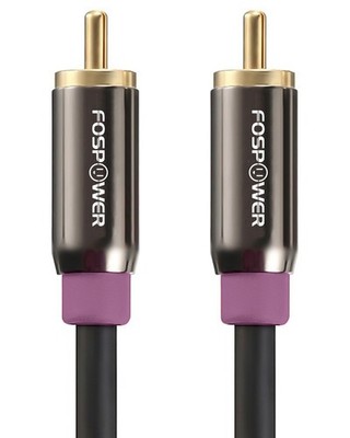 FosPower Subwoofer Cable (25 FT) RCA to Audio Stereo 25 Feet, Black