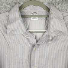 Brooks Brothers Regent Shirt Mens 18 36/37 Blue Stripe Non Iron Supima Dress Y2k