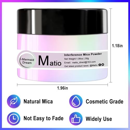 Interference Mica Powder, 1.06oz/ 30g Chrome Powder, Pearlescent Snow White - Picture 5 of 7