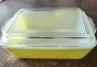 VINTAGE Yellow 0503 PYREX  Refrigerator Casserole Dish, Glass Ribbed Lid