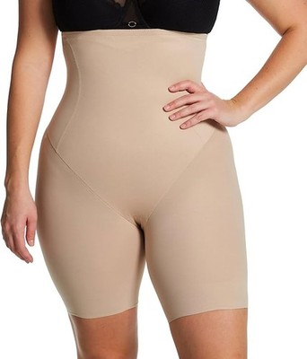 TC Fine Intimates Women's Back Magic Luxury Hi Waist Thigh Slimmer, Beige, LARGE