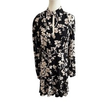 LOVER Long Sleeve Black Floral Dress with Cutout - Size 10