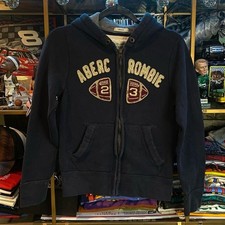 abercrombie kids Navy Blue Zip-Up Hoodie Football Patch 23 Boys Medium