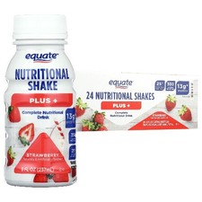 Equate Nutritional Shake Plus, Strawberry, 8 fl oz, 24 Count