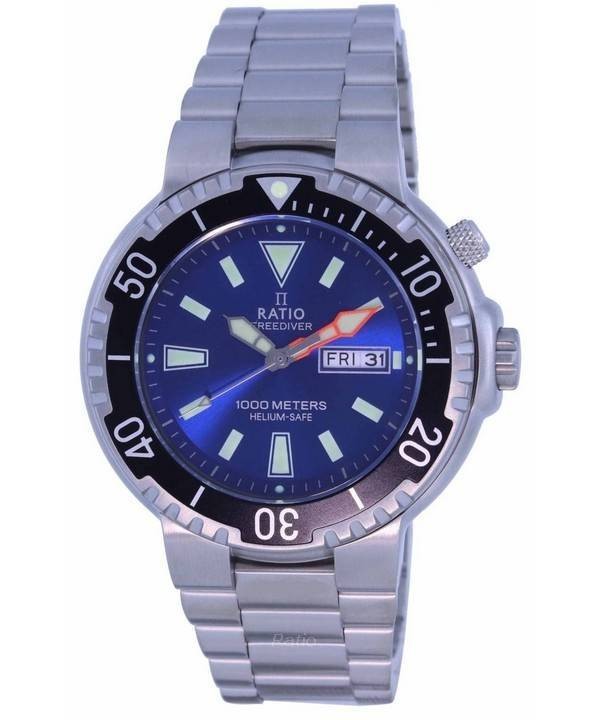 Ratio FreeDiver Blue Stainless Steel Quartz 1050HA93-12V-BLU 1000M Men's Watch