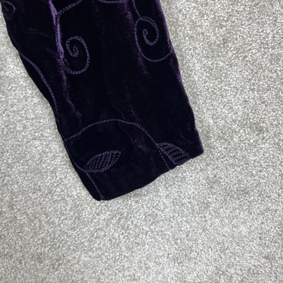 Coldwater Creek Jacket Womens Medium Purple Velvet Embroidered Button- 3949 - Image 2 of 4