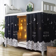 Bottom Bunk Bed Curtains Blackout Drapes Single Tent 3Pcs, Black