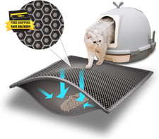 Cat Litter Mat Double Layer Waterproof Urine Proof Trapping Mat 1 Pack Gray, 24