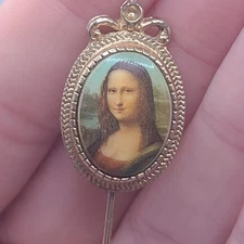 Vintage Sarah Coventry Stick Pin Mona Lisa Masterpiece Signed READ