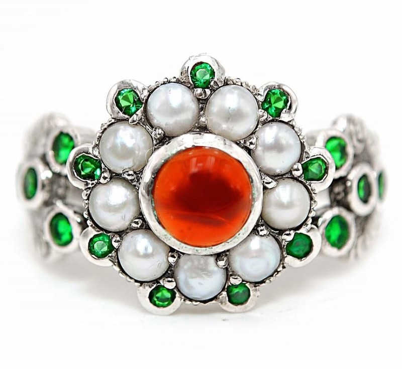 2CT  Fire Garnet 925 Sterling Silver Filigree Ring Sz 6 PC9-4