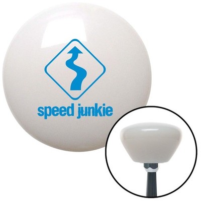 Blue Speed Junkie White Retro Shift Knob w/ M16x1.5 Insert Shifter Auto Manual