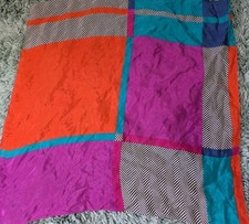 Vintage Specialty House 30" Square Multicolor Color Block Silk Scarf