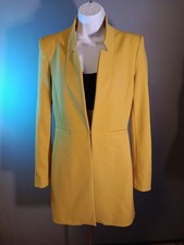ZARA Yellow Single-Clasp Hook Blazer Women XS Regular Lined Pockets Classic Fit