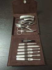 GENTS Manicure Pedicure Set 14 Piece Stainless Steel Grooming Kit Travel Case
