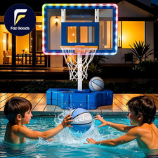 Pool Basketball Hoop   Poolside Adjustable Height and Rust-Resistant with LED