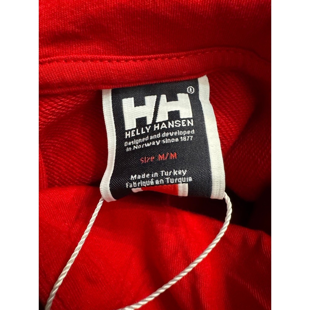 NWT Helly Hansen Mens Red HH Logo Hoodie Organic Cotton Sweatshirt Size M image 8