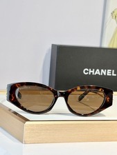 Chanel Oval Sunglasses Tortoiseshell Frame Brown Lenses Designer Eyewear