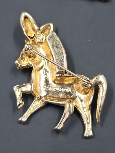 1945 Adolph Katz Coro Dancing Donkey Brooch & Earring Set Goldtone Rhinestone - Picture 7 of 11