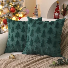 Christmas Tree Pillow Covers 18x18 inch Set of 2 Christmas Decoration Green Soft