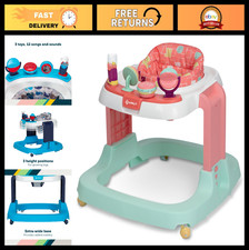 Developmental Baby Walker, Adjustable Height, Coral Geo, Safe  Fun for Toddlers