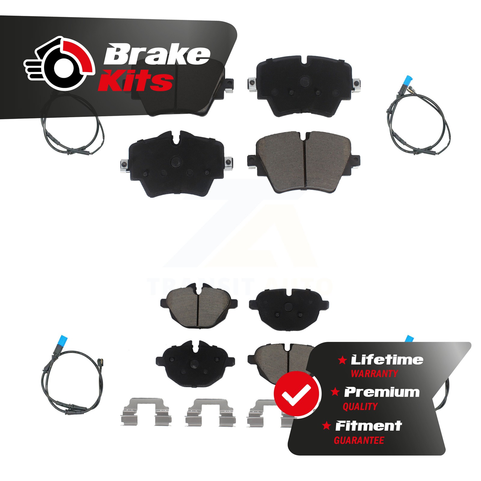 Front Rear Ceramic Disc Brake Pad Wear Sensor Kit For 2018-2021 BMW X3 xDrive30i