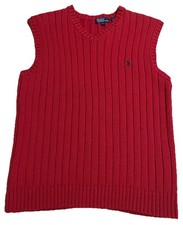 Vtg Polo Ralph Lauren Cable Knit Sweater Vest Red Men  s Sz Medium