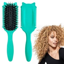 Bounce Curl Define Styling Brush - Frizz Preventing Curling Comb with Smooth Tex