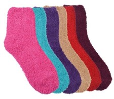6 Pairs Fuzzy Warm Soft New Plush Crew Plain Cozy Socks Slipper 301PL4 Size 9-11