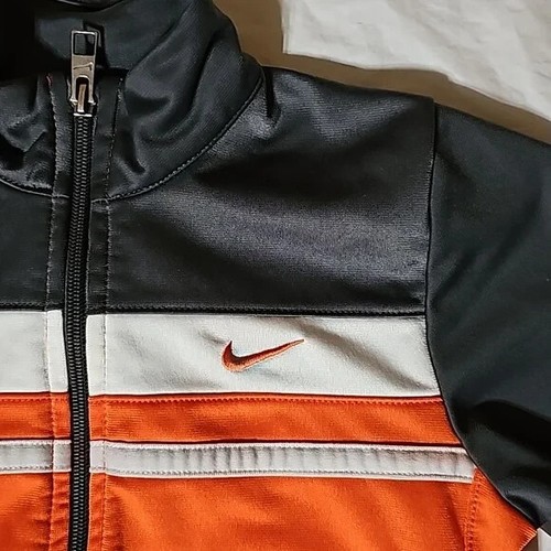 Nike Boys Size 7 Gray Orange Long Sleeve Zippered Track Jacket Used - Picture 5 of 14
