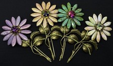 Hair clip pin Michal Negrin Crystals Flowers Made in Israel