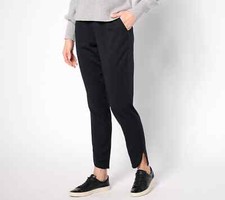 AnyBody Petite Drapey Stretch Woven Pull-On Pants-Black-Petite Large-NEW-A623885