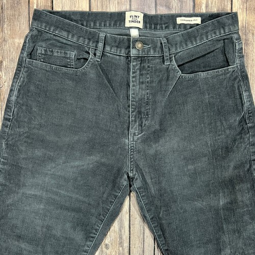 Flint & Tinder 365 Corduroy Tapered Slim Fit Pants 32x32 Mens Grey Stretch - Picture 3 of 12