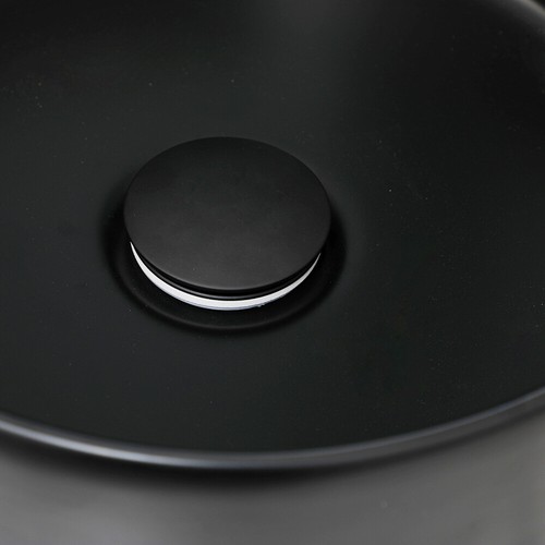 Bathroom Black Vessel Sink Round Ceramic Deck Mounted Basin Washing Bowl Faucet - Picture 6 of 9