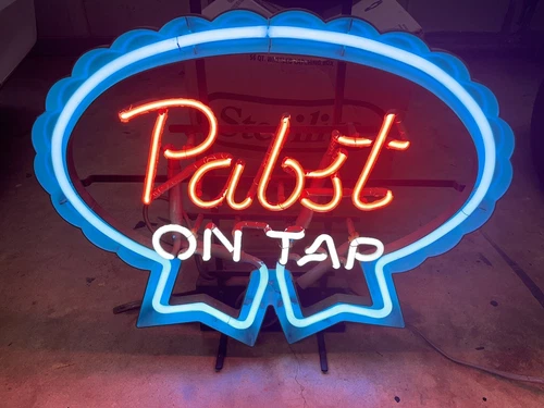Vintage 1950s Pabst Blue Ribbon PBR Neon Light Bar Sign Mancave She-Shed