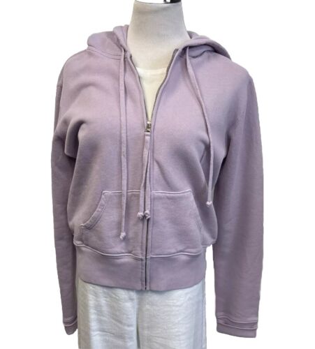 Nili Lotan “Callie” Cotton Hoodie Sweatshirt, Zip Up, Lavender, S
