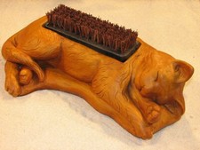 Cast Stone Cement Cat Bootbrush Mud Scraper Outdoor Garden Statue