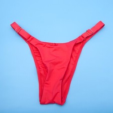 Victorias Secret Large Salmon Pink Thong Adjustable Straps Bikini Bottom Beach