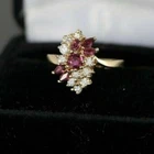 2Ct Marquise Cut Simulated Red Ruby Engagement Ring 14K Yellow Gold Plated