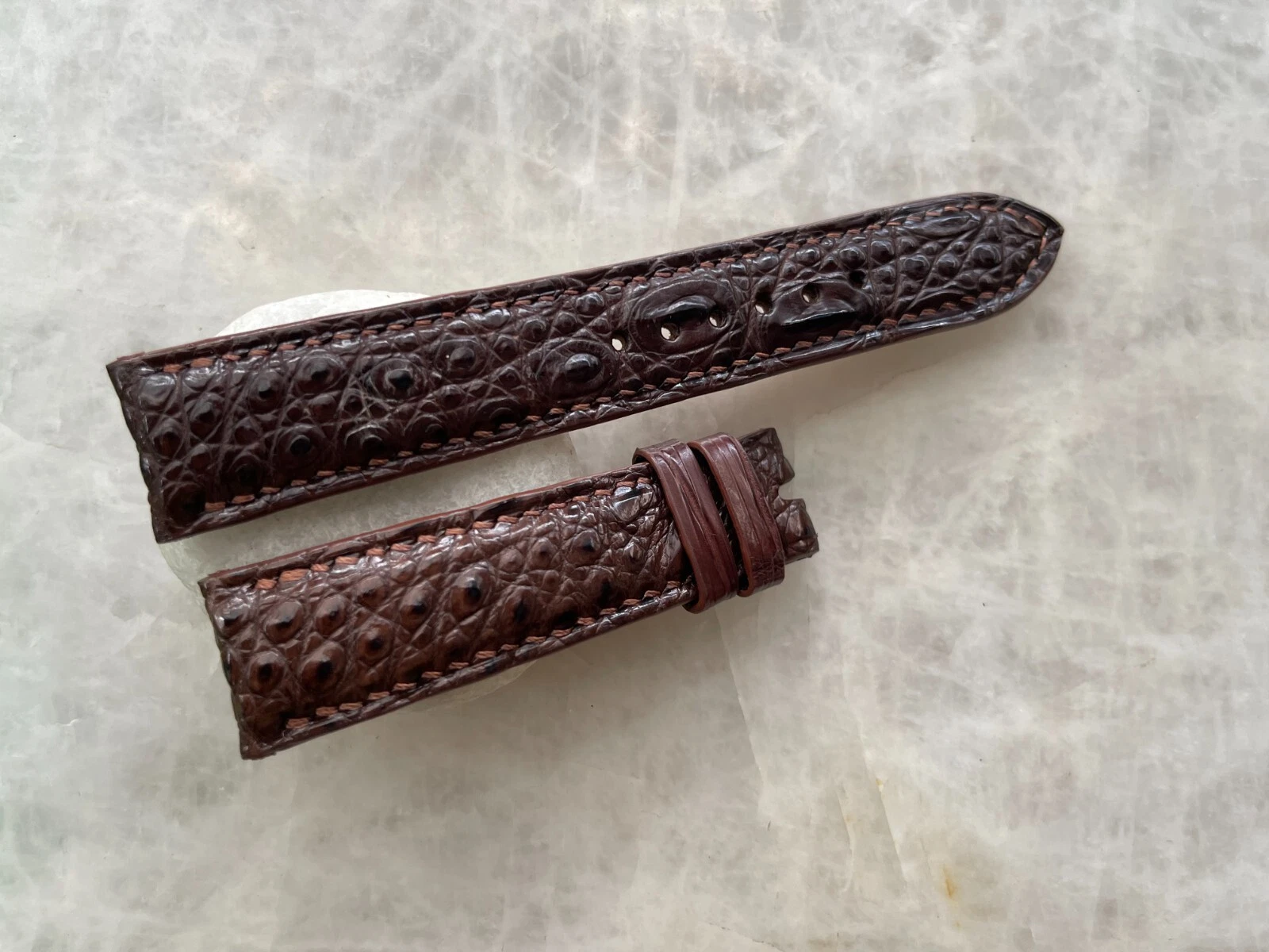 20mm/18mm Brown Alligator Crocodile Print Leather Watch Strap Band