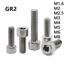 GR2 Titanium Allen Hex Socket Bolts Cap Head Screws M1.6 M2 M2.5 M3 M4 M5 M6 M8