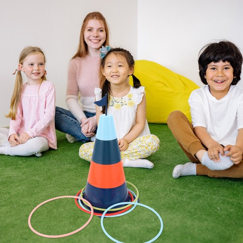 Plastic Carnival Rings Obstacle Course Set Kids Outdoor - Picture 9 of 12