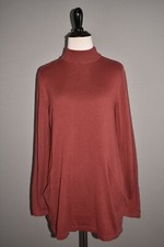 JOAN RIVERS NEW 55 Mock Neck Sweater w/ Scoop Pockets Raisin Small