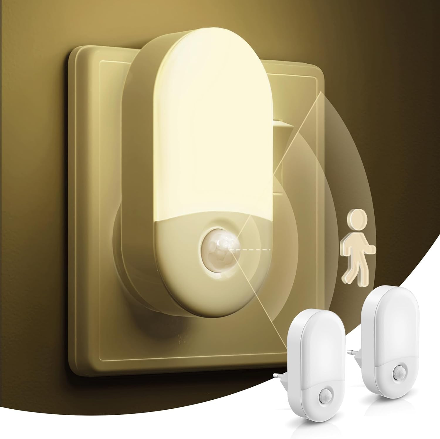 Luce di Orientamento LED 2 Pezzi con Sensore PIR Presa 220V