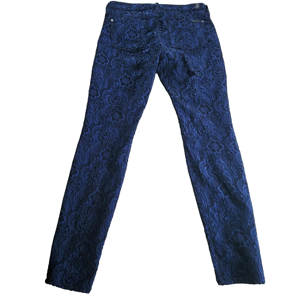 Pantalones ajustados de jacquard brocado azul 7 For All Mankind talla 30 stock #3105 Foto 2 de 4