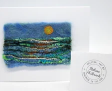 Melissa Philbrook Primitive Greeting Card Needle Felted Folk Art "Sea Jewels" US