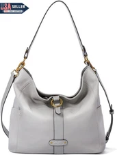NWT CLUCI GENUINE GRAY PEBBLE LEATHER XL HOBO  SHOULDERBAG
