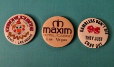 Three (3) Gambling / Casino Pinbacks - 3"