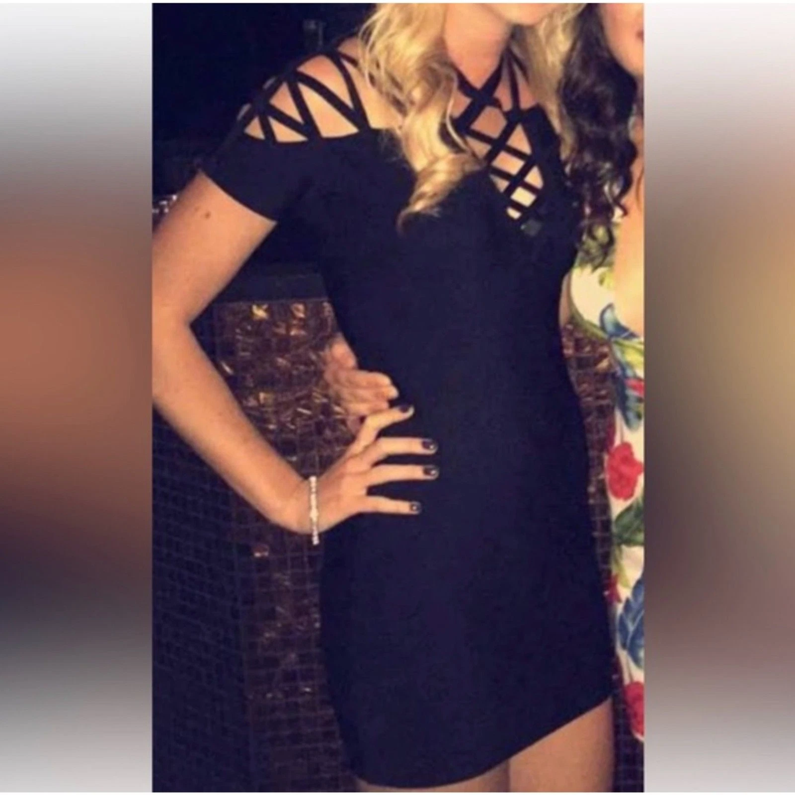 Bebe Mini Abito Nero Bodycon Fascia Gabbia Tg Small Festa San Valentino Gotico