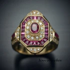 1.50CT Oval Cut Antique Vintage Art Deco Real Ruby Ring 14K Yellow Gold Finish
